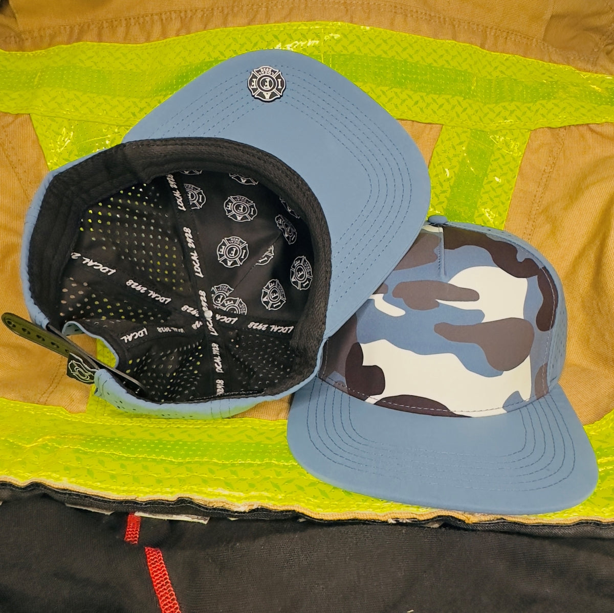 5 Panel Flat Blue Camo Blank