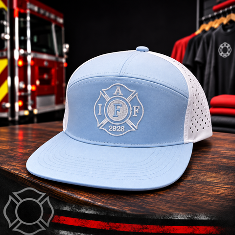 7 Panel Flat Blue/White Hat