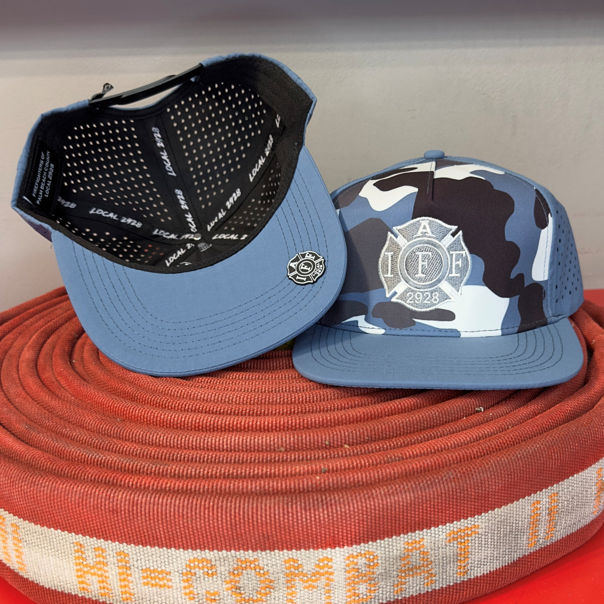 5 Panel Flat Blue Camo Hat